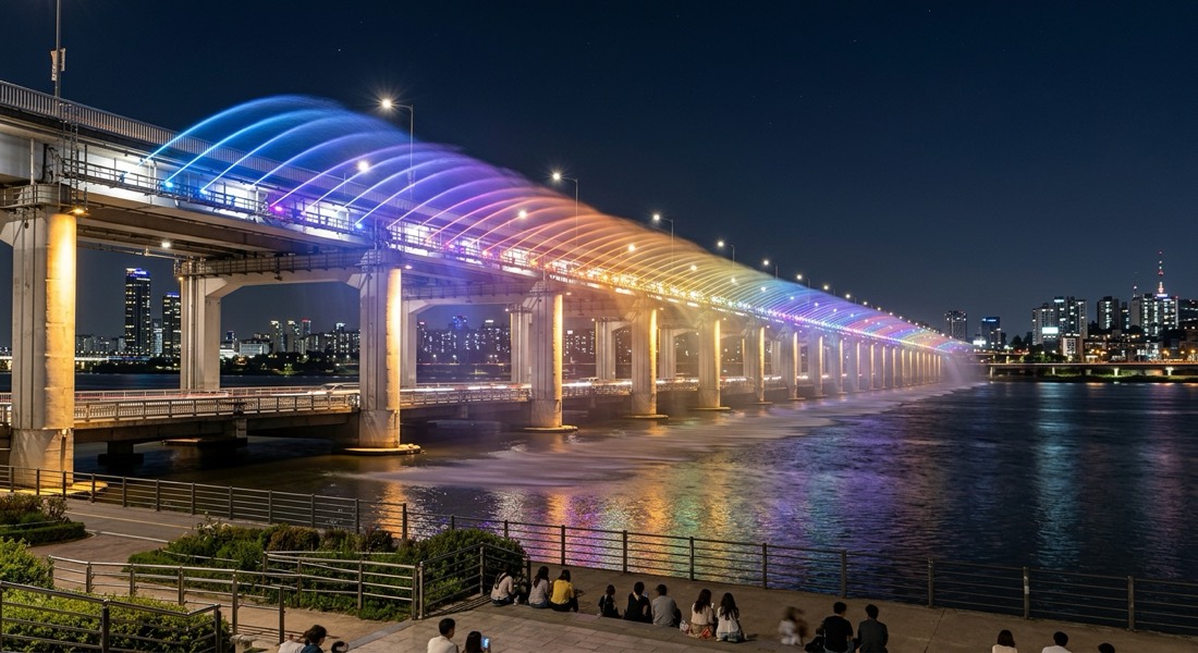 盤浦大橋の月光レインボー噴水